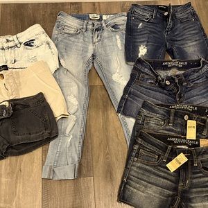 Bundle of 0/00 shorts and 1 pair of capris. 2 of them new with tags. AE, Bebe.